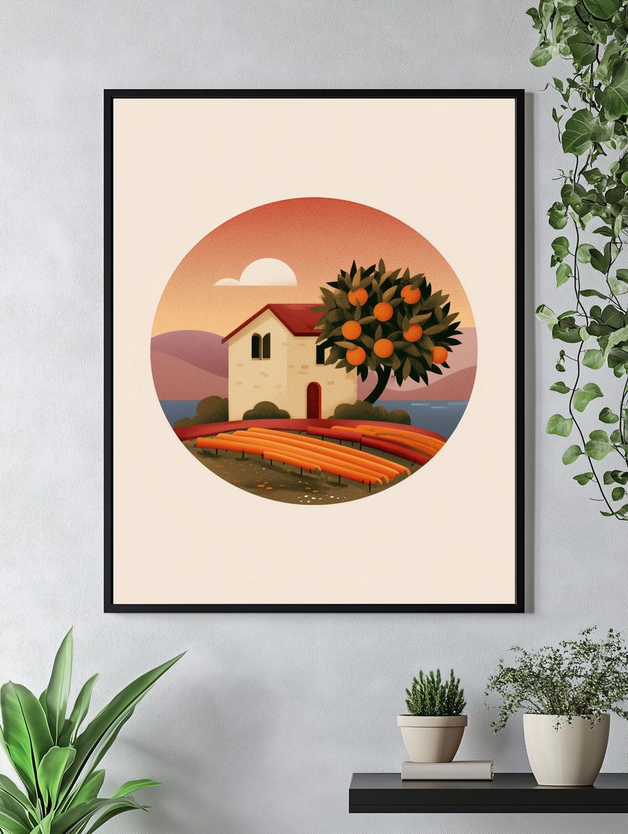 Orange Grove House — Mid-Century Print. — room view 4