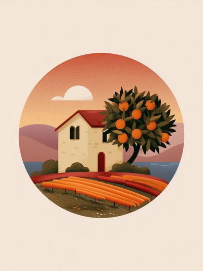 Orange Grove House — Mid-Century Print. poster