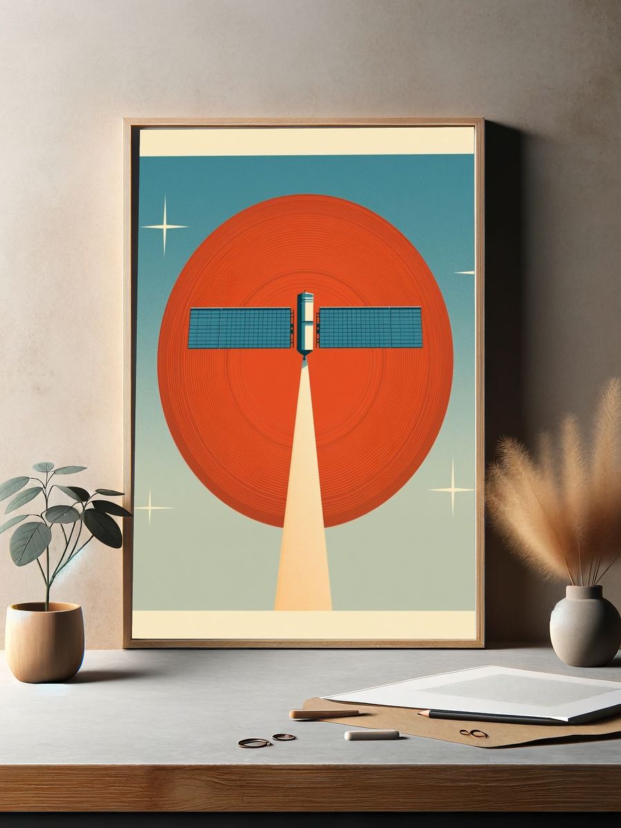 Retro Satellite Mid-Century Modern Poster. — room view 2