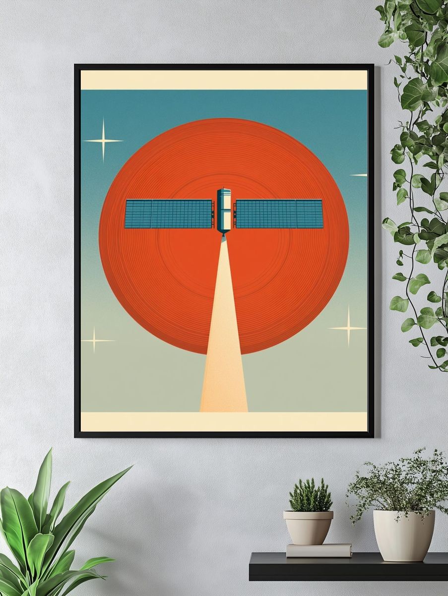 Retro Satellite Mid-Century Modern Poster. — room view 4