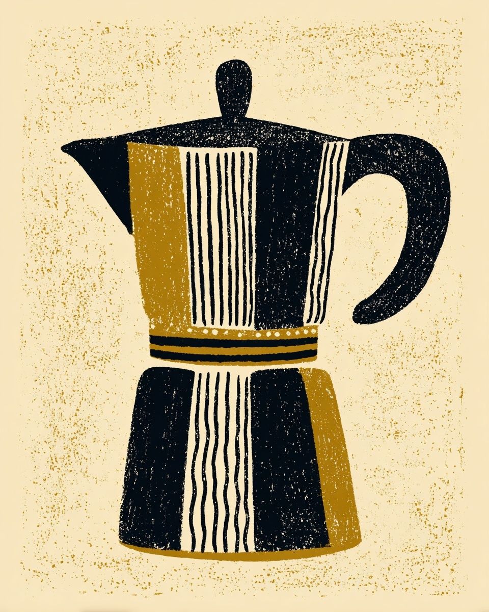 Moka Pot Mid-Century Poster. poster detail