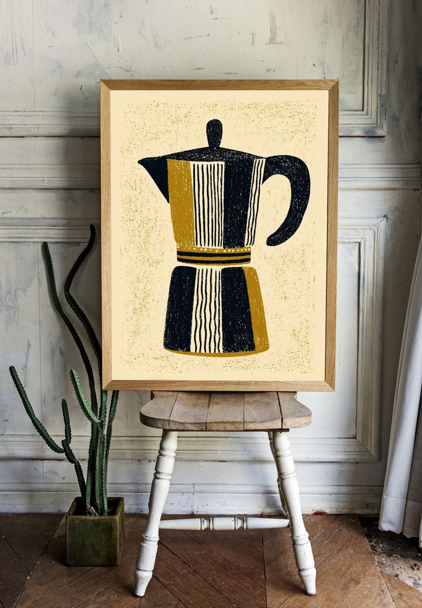 Moka Pot Mid-Century Poster. room preview