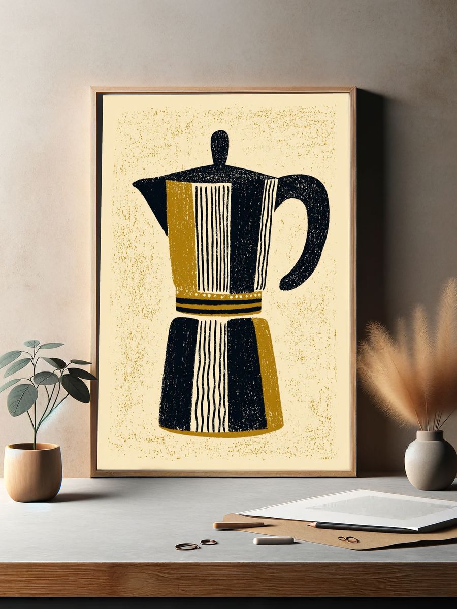 Moka Pot Mid-Century Poster. — room view 2