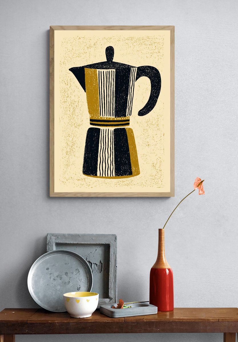 Moka Pot Mid-Century Poster. — room view 3