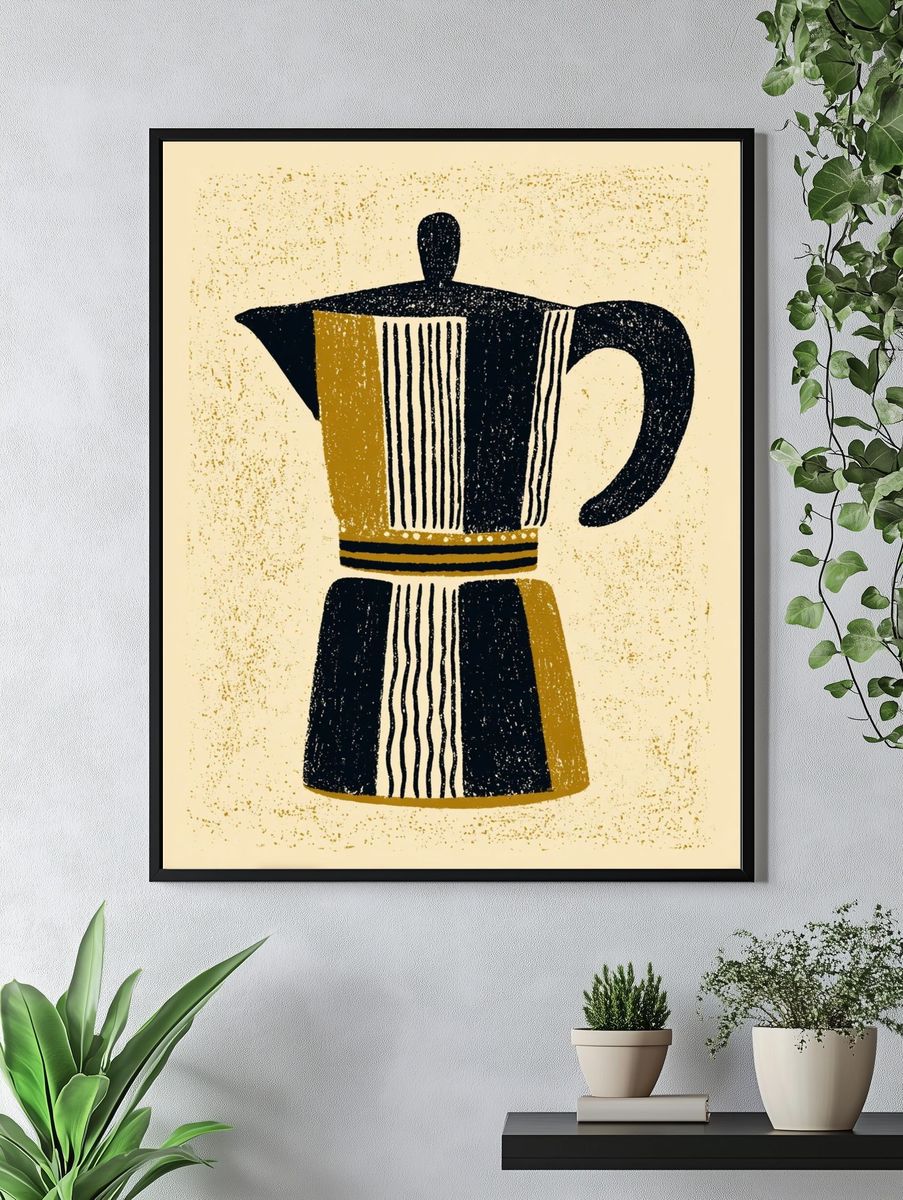 Moka Pot Mid-Century Poster. — room view 4