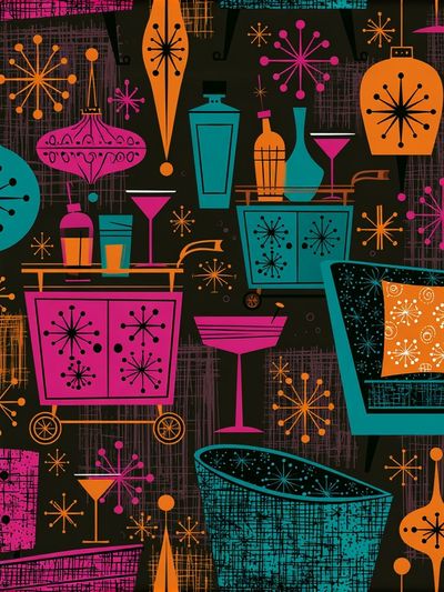 Mid-Century Cocktail Bar Poster. poster
