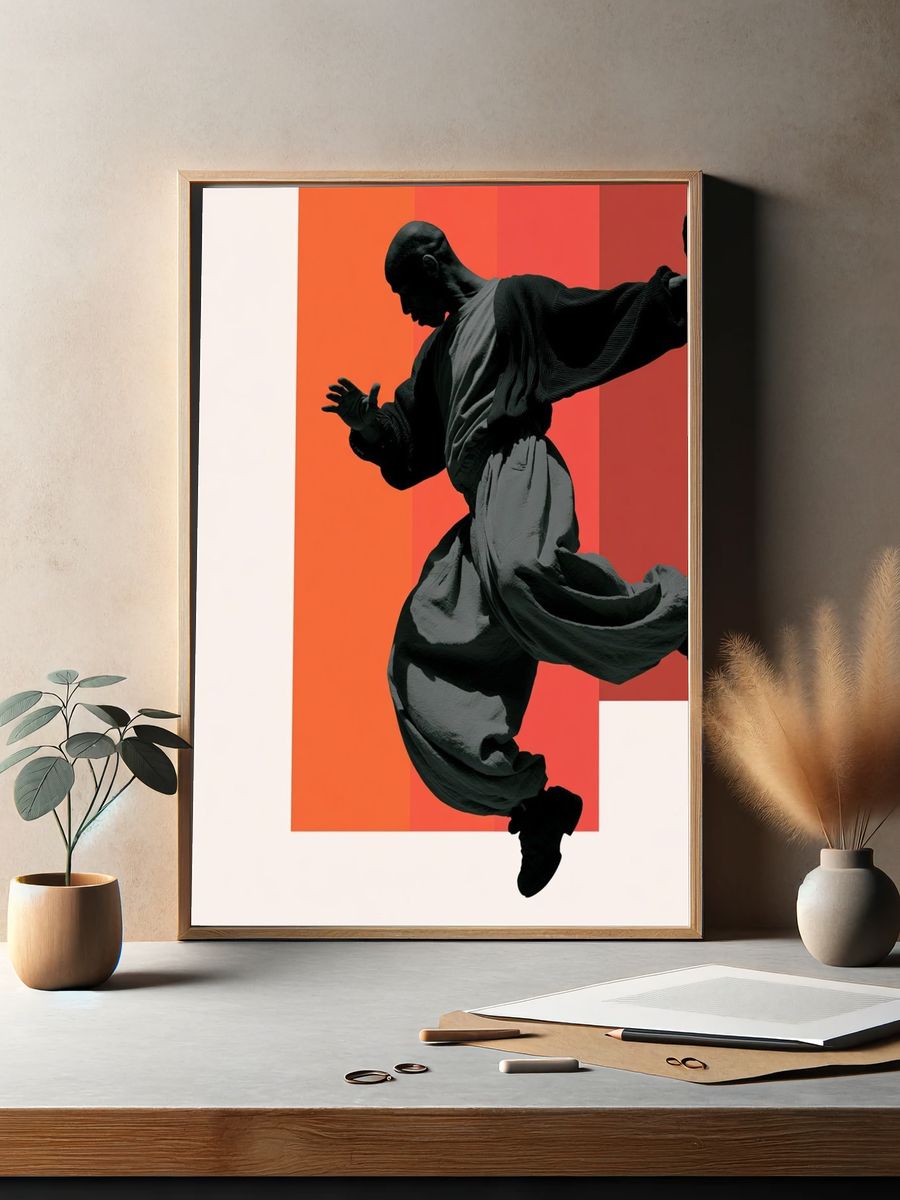 Dancing Silhouette Mid-Century Modern Poster. — room view 2