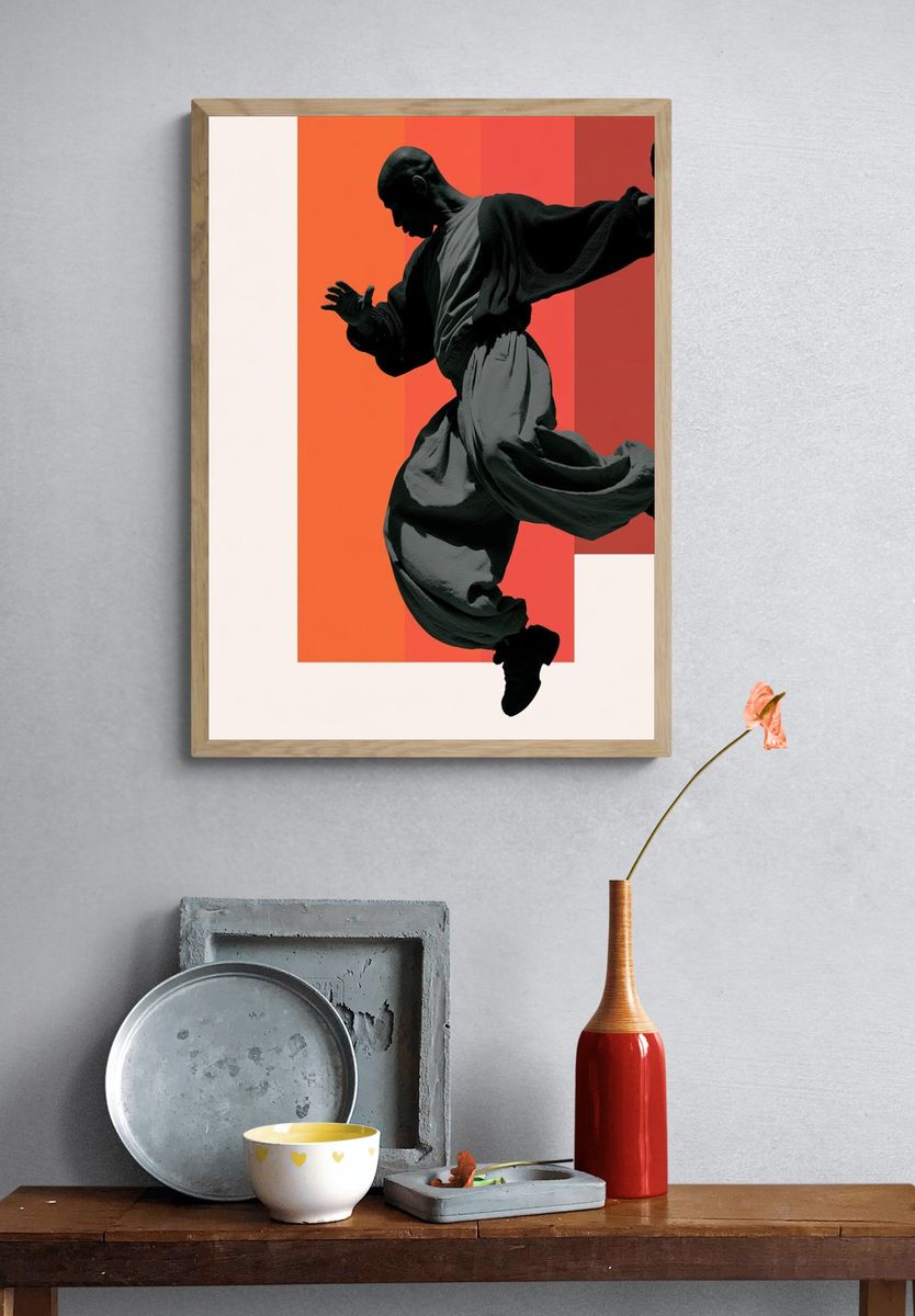 Dancing Silhouette Mid-Century Modern Poster. — room view 3
