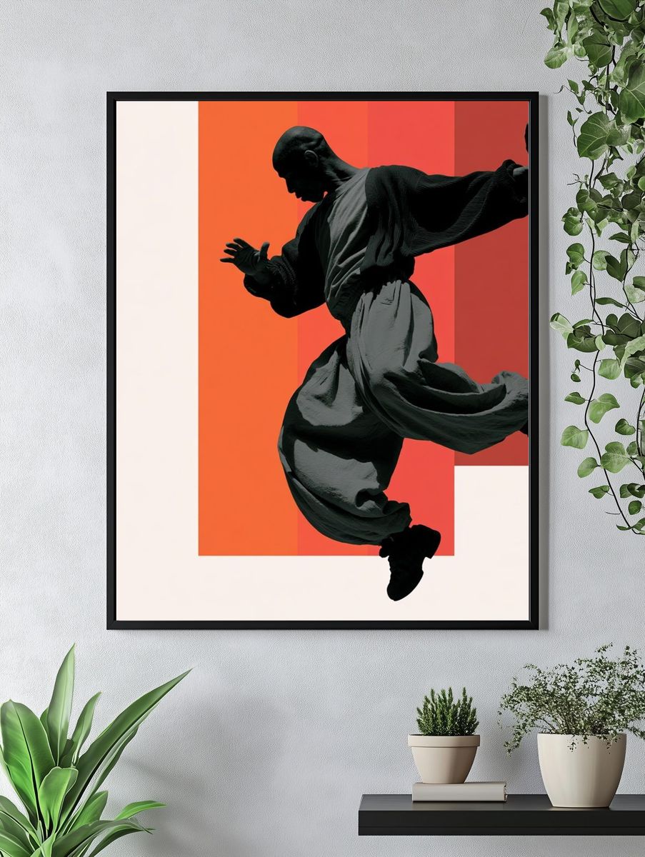 Dancing Silhouette Mid-Century Modern Poster. — room view 4