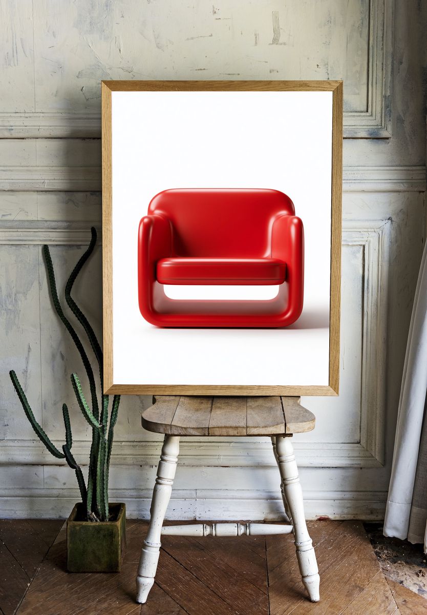Red Modern Armchair Print. room preview