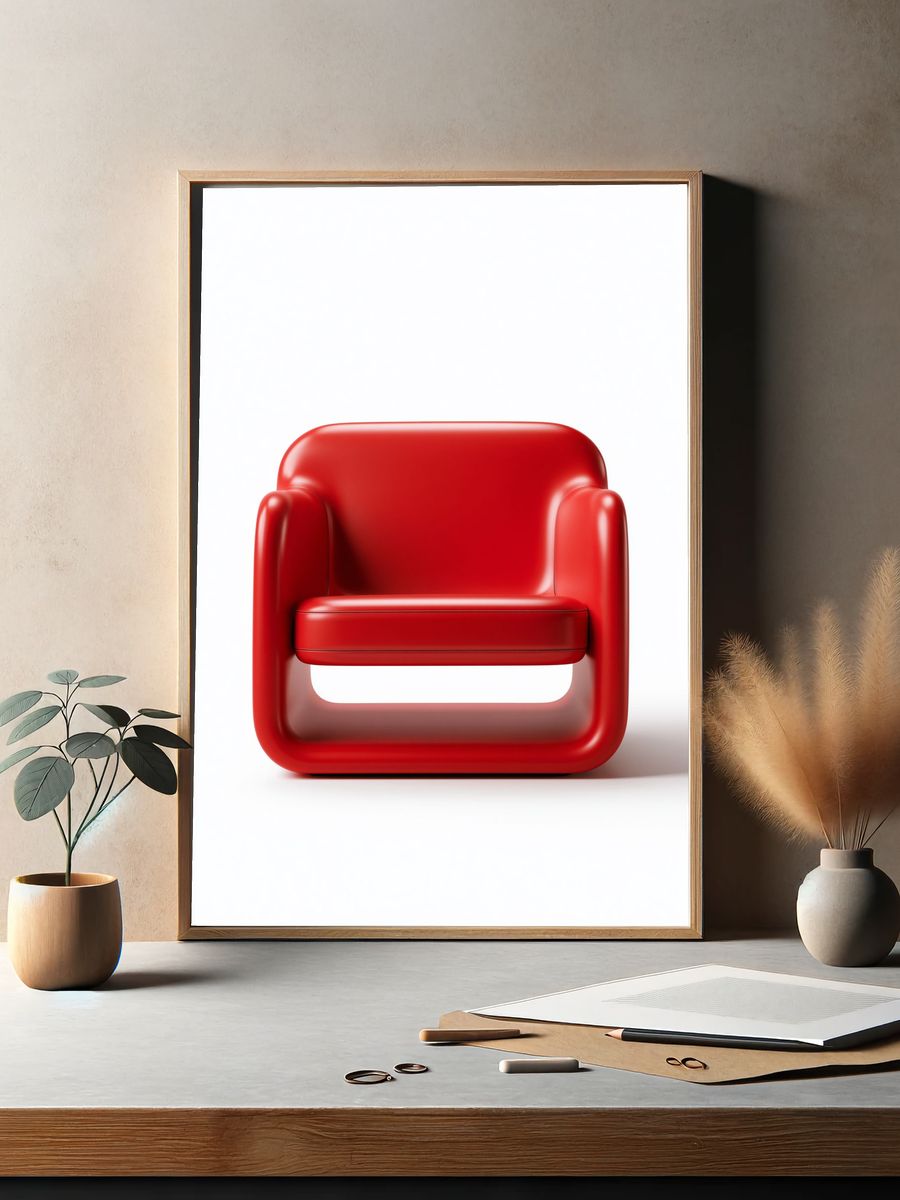 Red Modern Armchair Print. — room view 2