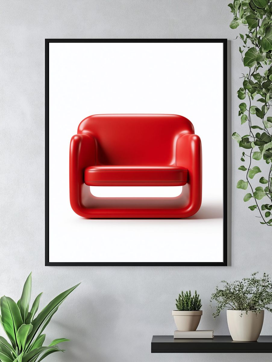 Red Modern Armchair Print. — room view 4