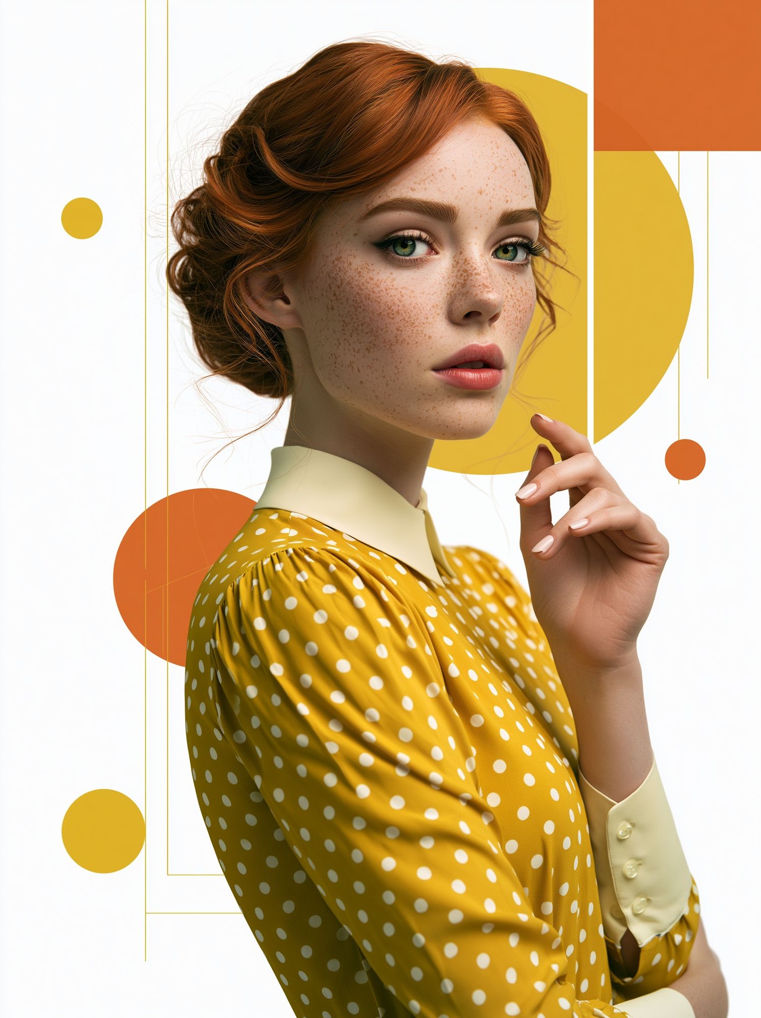 Freckled Portrait Mid-Century Poster. poster detail