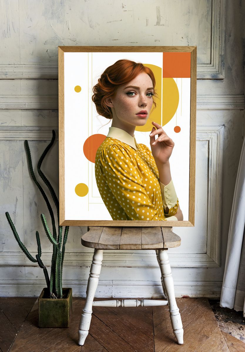 Freckled Portrait Mid-Century Poster. room preview