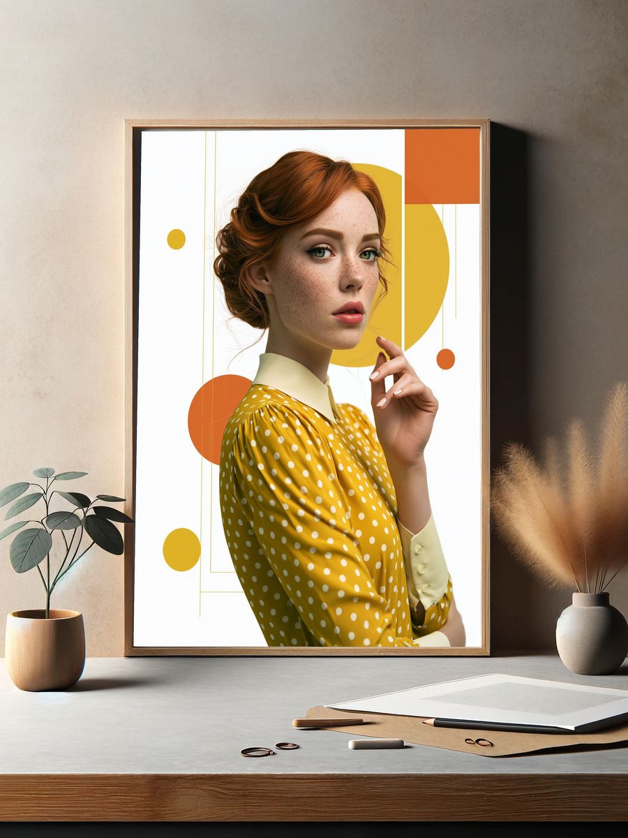 Freckled Portrait Mid-Century Poster. — room view 2