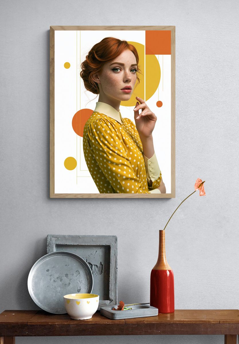 Freckled Portrait Mid-Century Poster. — room view 3