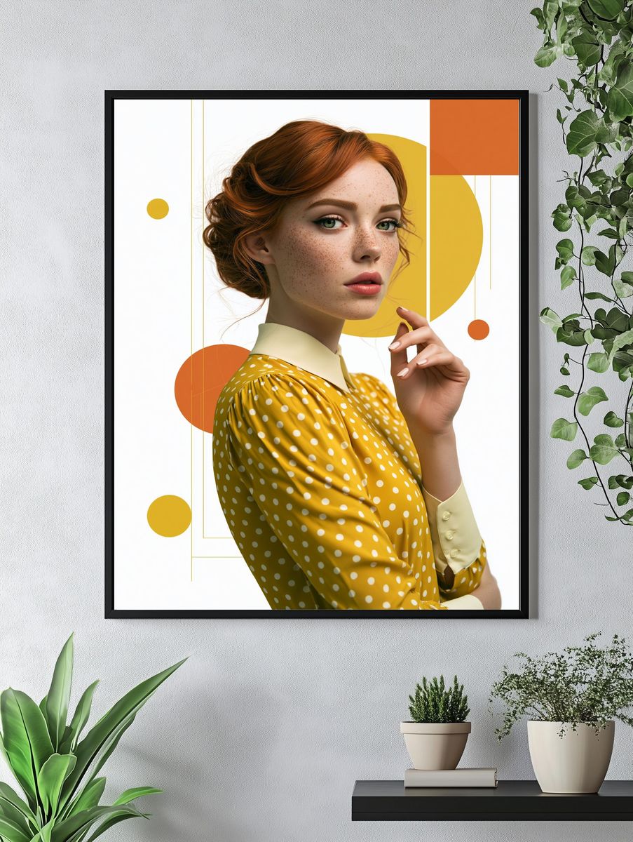 Freckled Portrait Mid-Century Poster. — room view 4