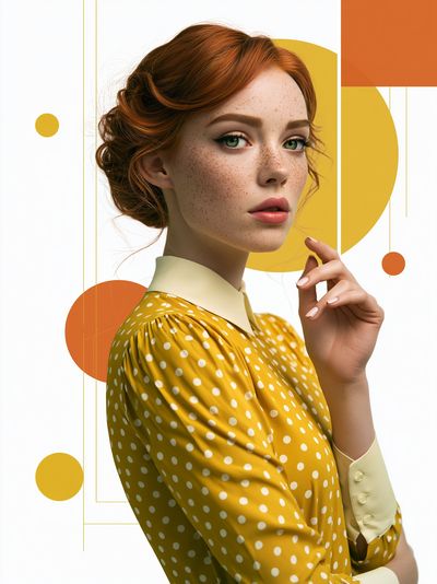 Freckled Portrait Mid-Century Poster. poster