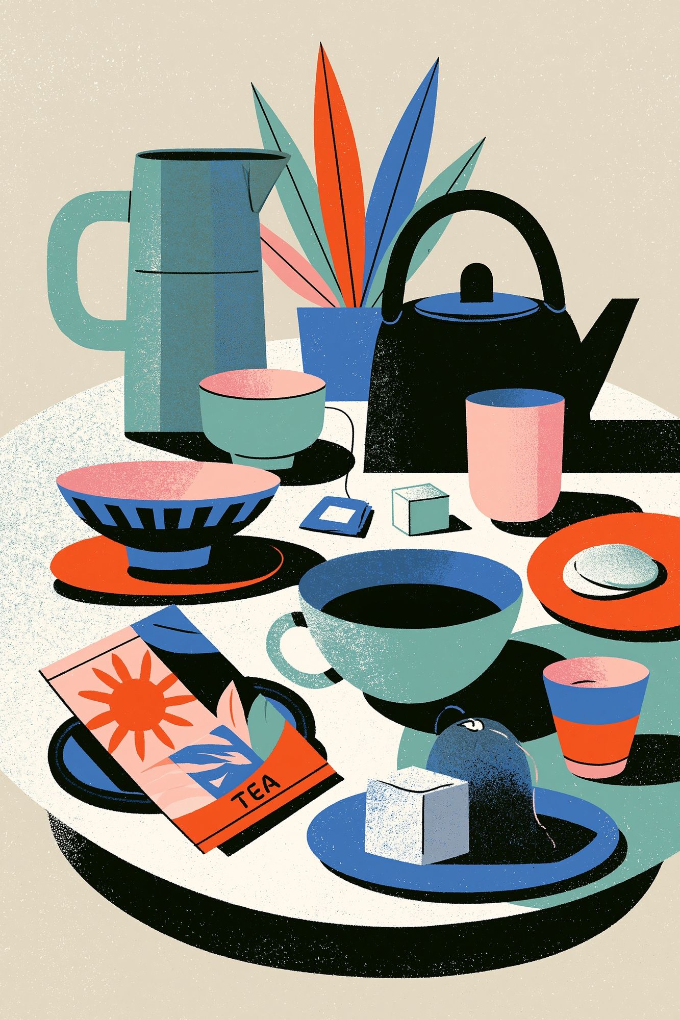 Mid-Century Tea Still Life Poster. poster — mid-century-modern art