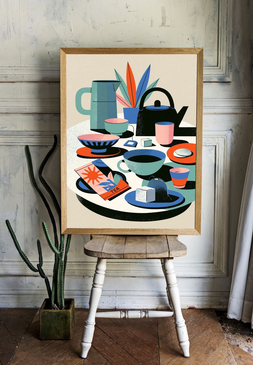 Mid-Century Tea Still Life Poster. room preview