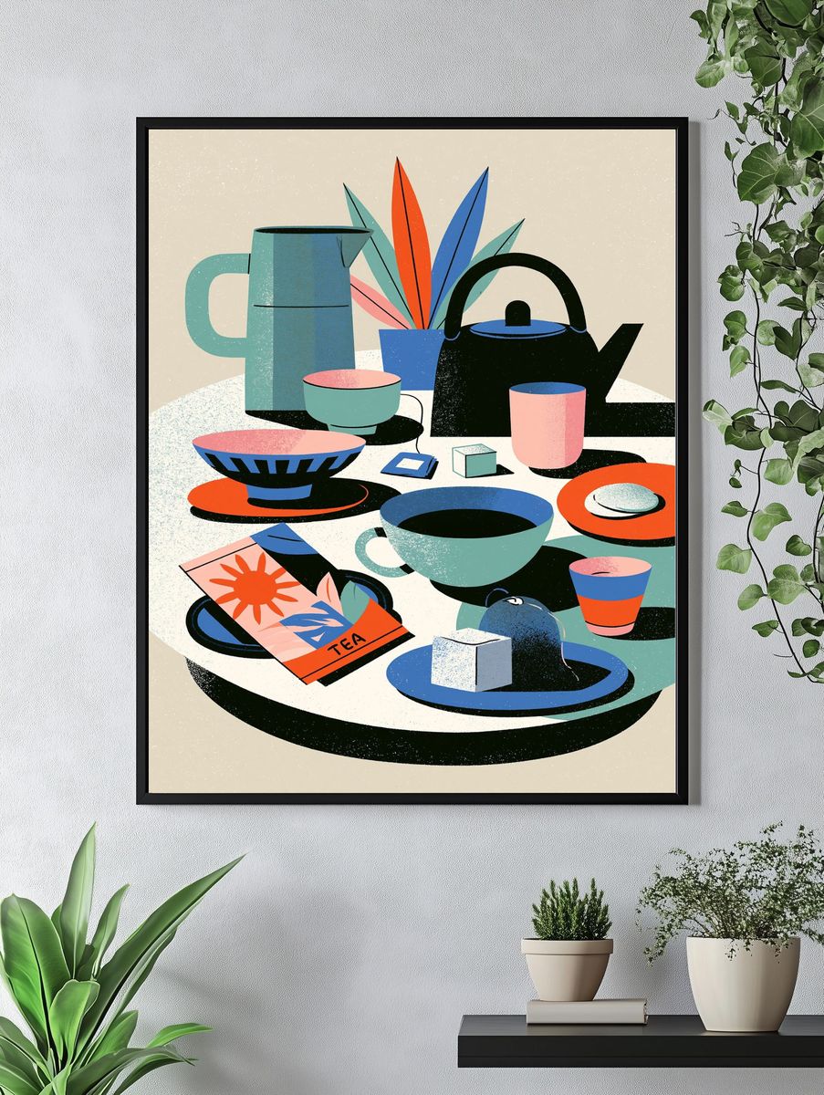 Mid-Century Tea Still Life Poster. — room view 4
