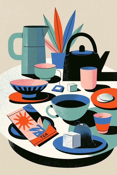 Mid-Century Tea Still Life Poster. poster