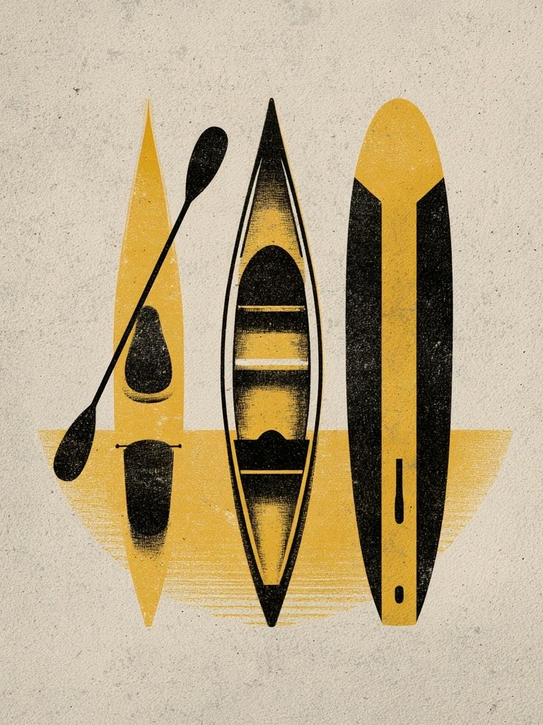 Yellow Kayaks Mid-Century Modern Poster. poster — mid-century-modern art