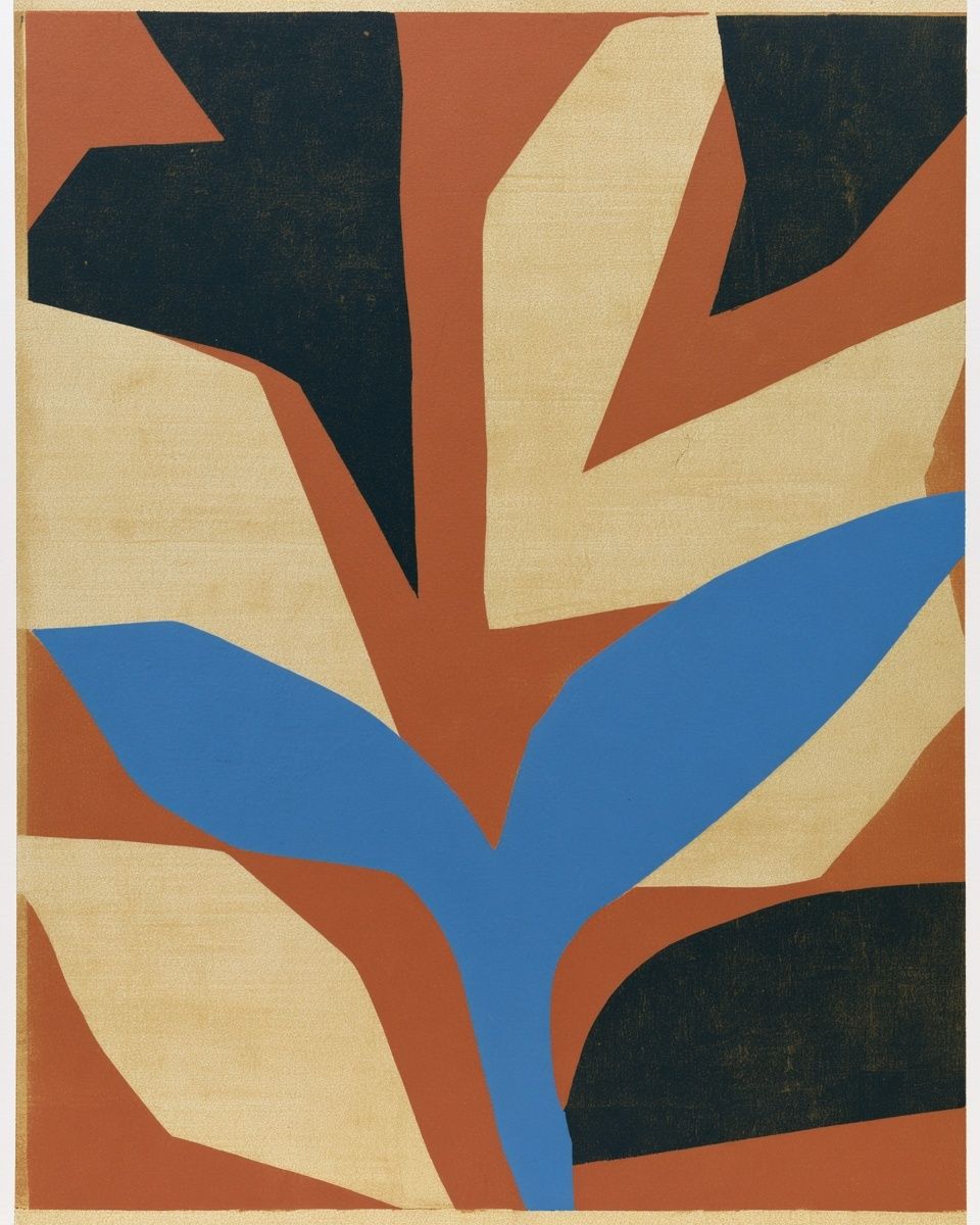 Mid-Century Abstract Leaves Poster. poster detail