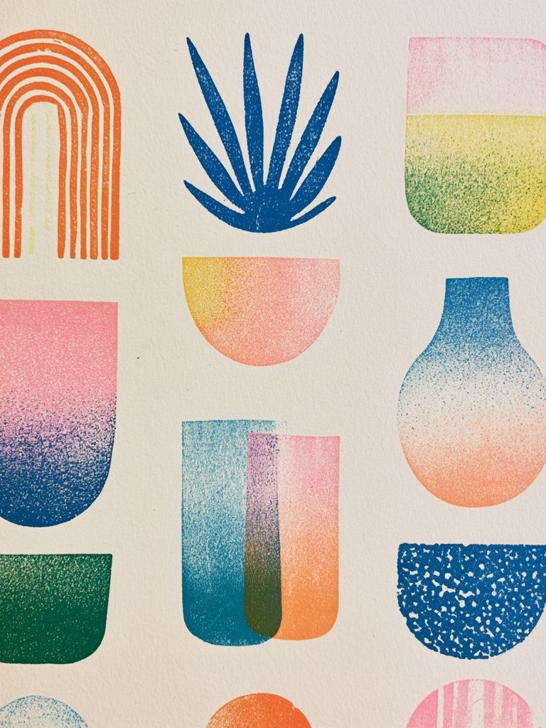 Retro Geometric Shapes Poster. poster detail