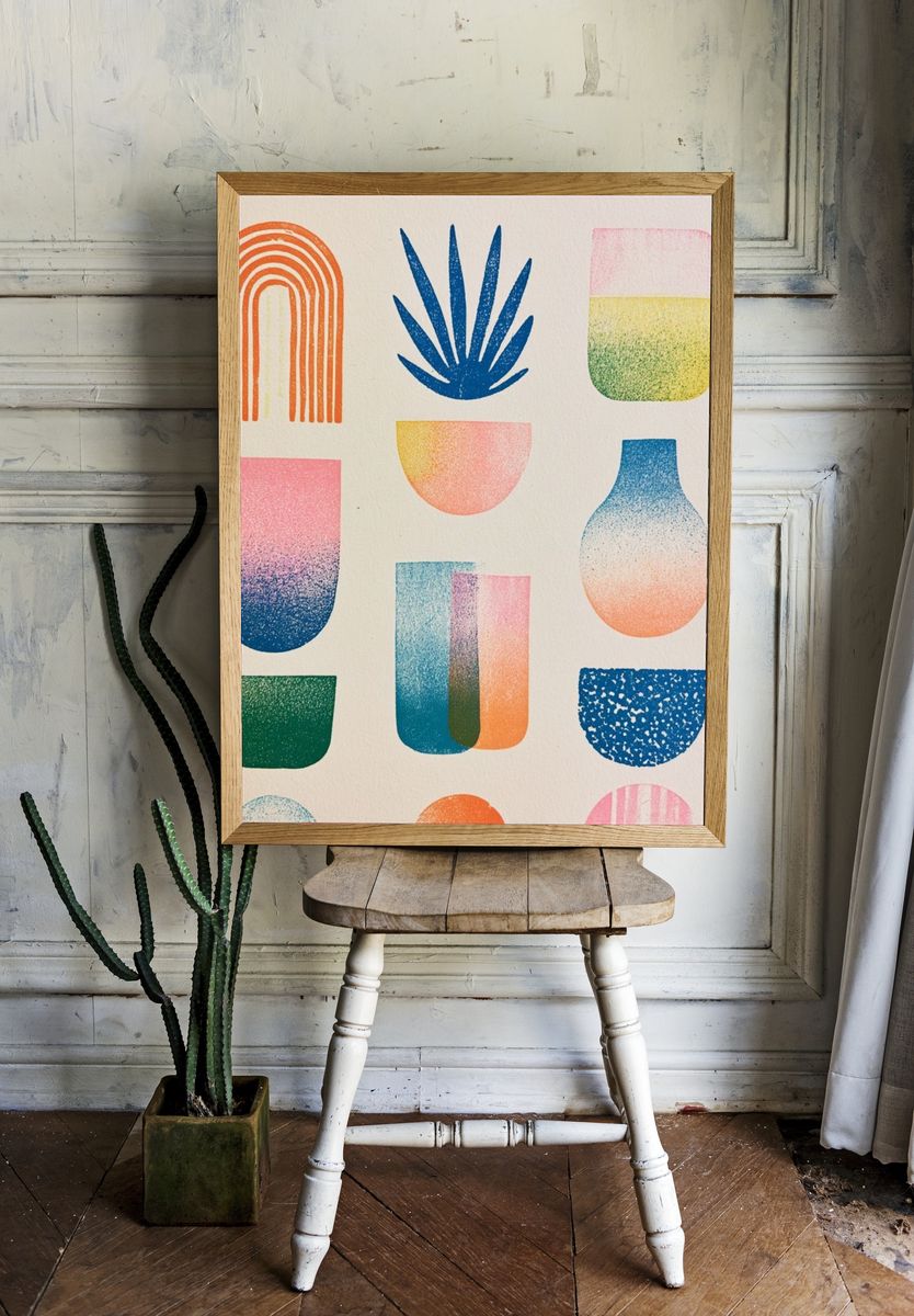 Retro Geometric Shapes Poster. room preview
