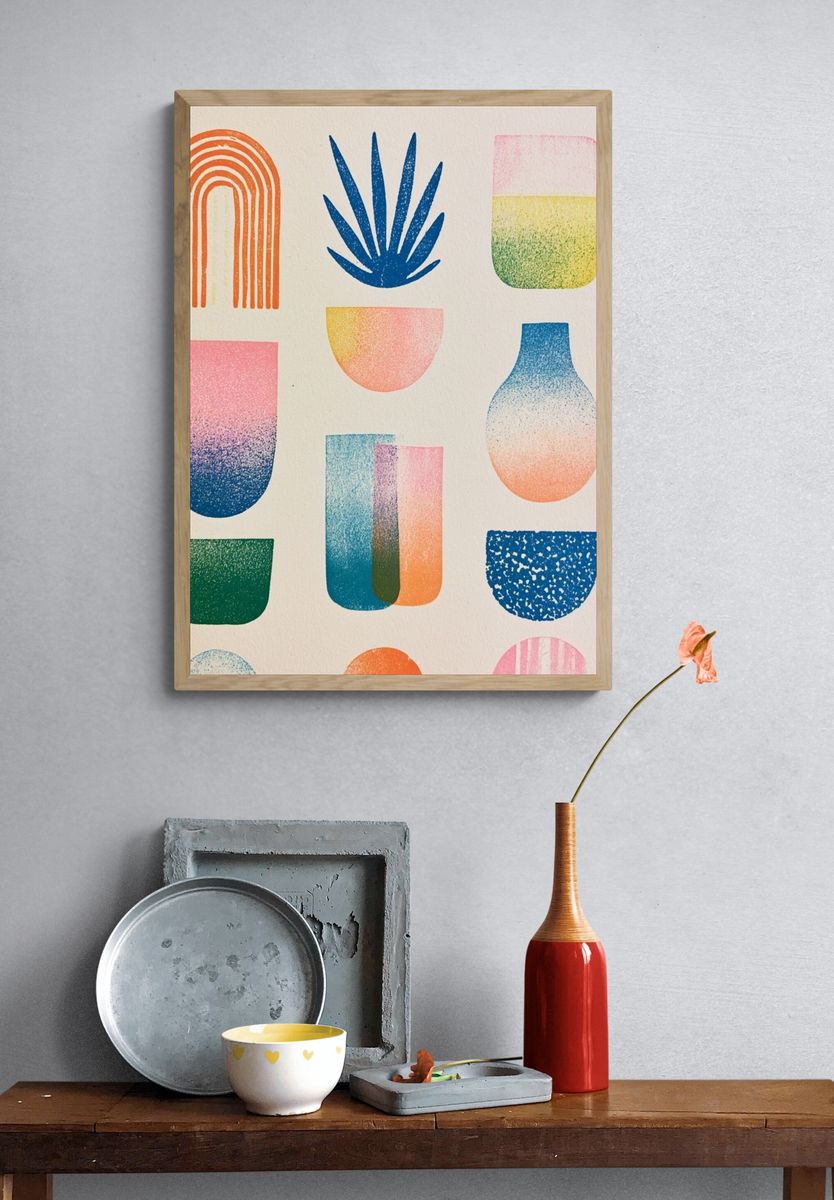 Retro Geometric Shapes Poster. — room view 3
