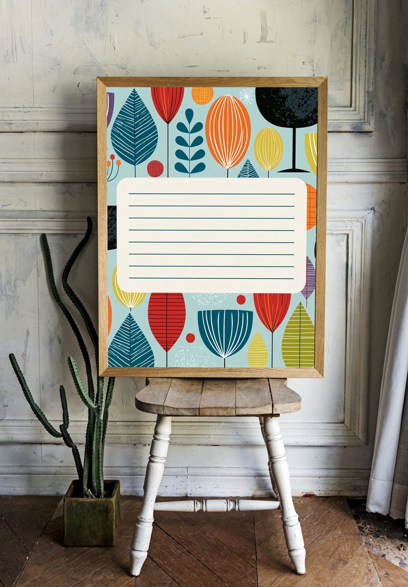 Mid-Century Floral Pattern Poster. room preview