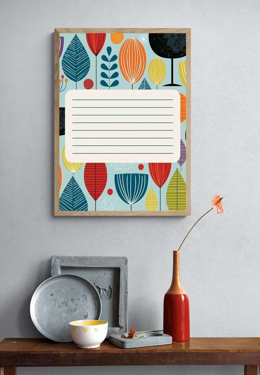 Mid-Century Floral Pattern Poster. — room view 3