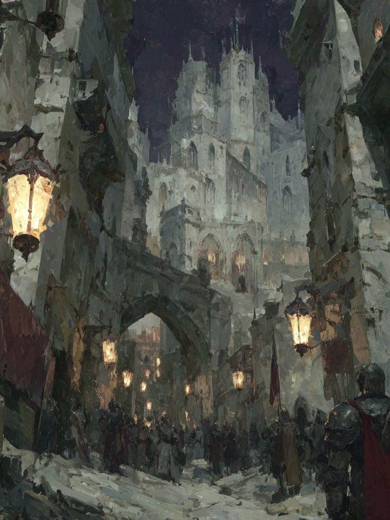 Medieval Cityscape — Fine Art Print. poster detail