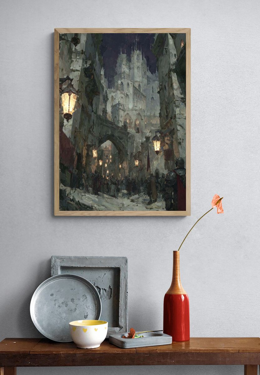 Medieval Cityscape — Fine Art Print. — room view 3