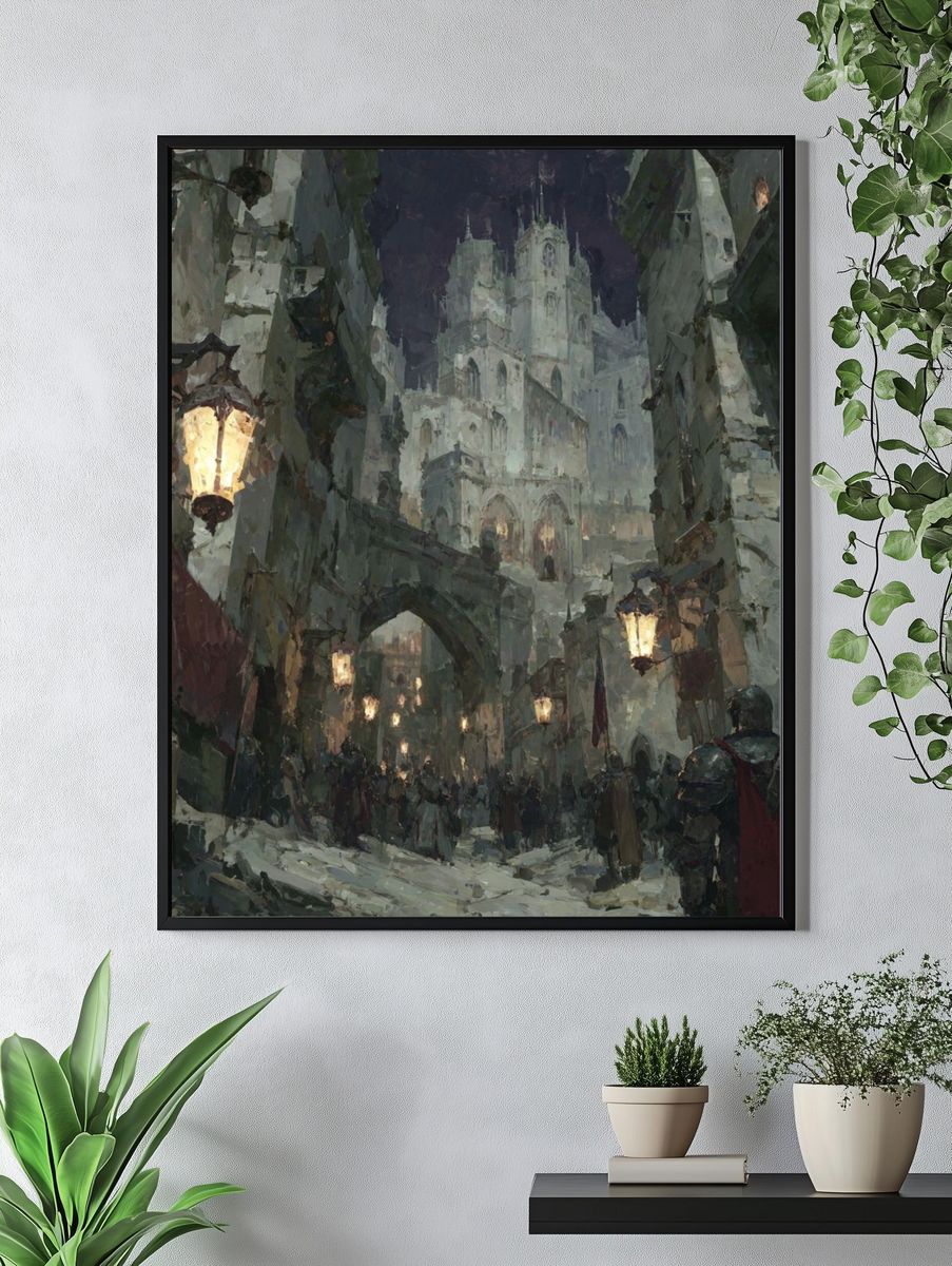 Medieval Cityscape — Fine Art Print. — room view 4