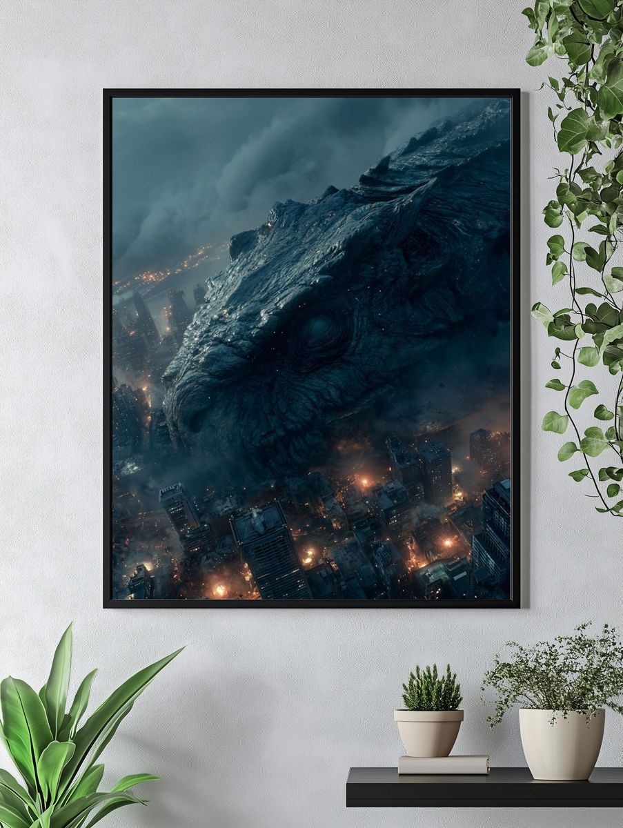 Giant Monster in Cityscape — Sci-Fi Print. — room view 4