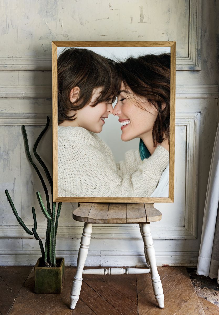 Mother and Child Smiling Portrait Poster. — room view 1