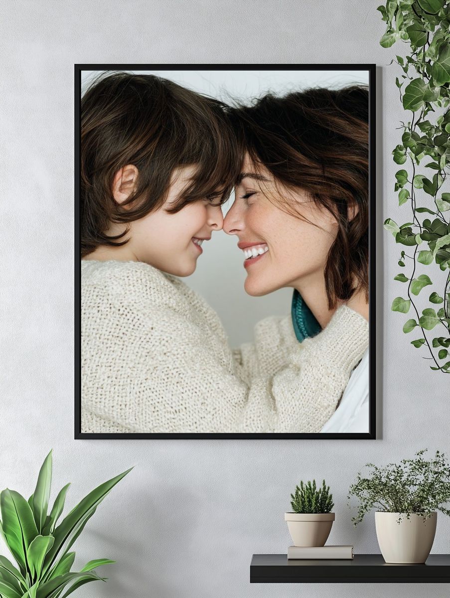 Mother and Child Smiling Portrait Poster. — room view 4