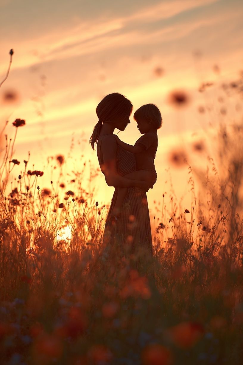 Mother and Child Silhouette — Photography Print. poster detail