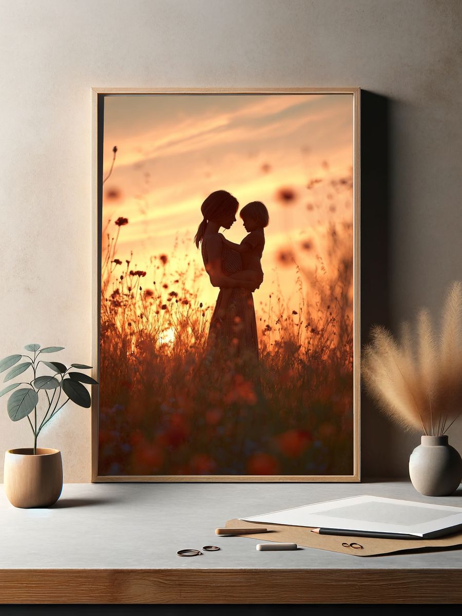 Mother and Child Silhouette — Photography Print. — room view 2
