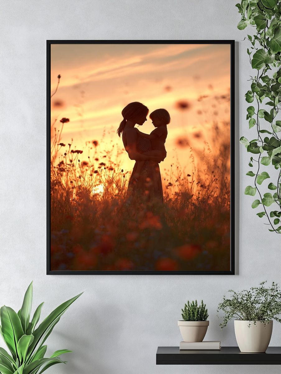 Mother and Child Silhouette — Photography Print. — room view 4