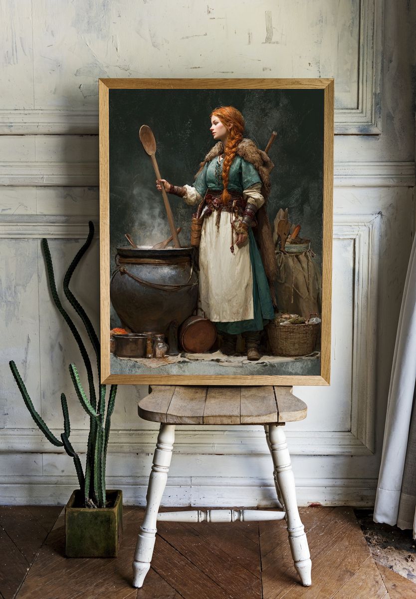 Medieval Cook Portrait Print. — room view 1