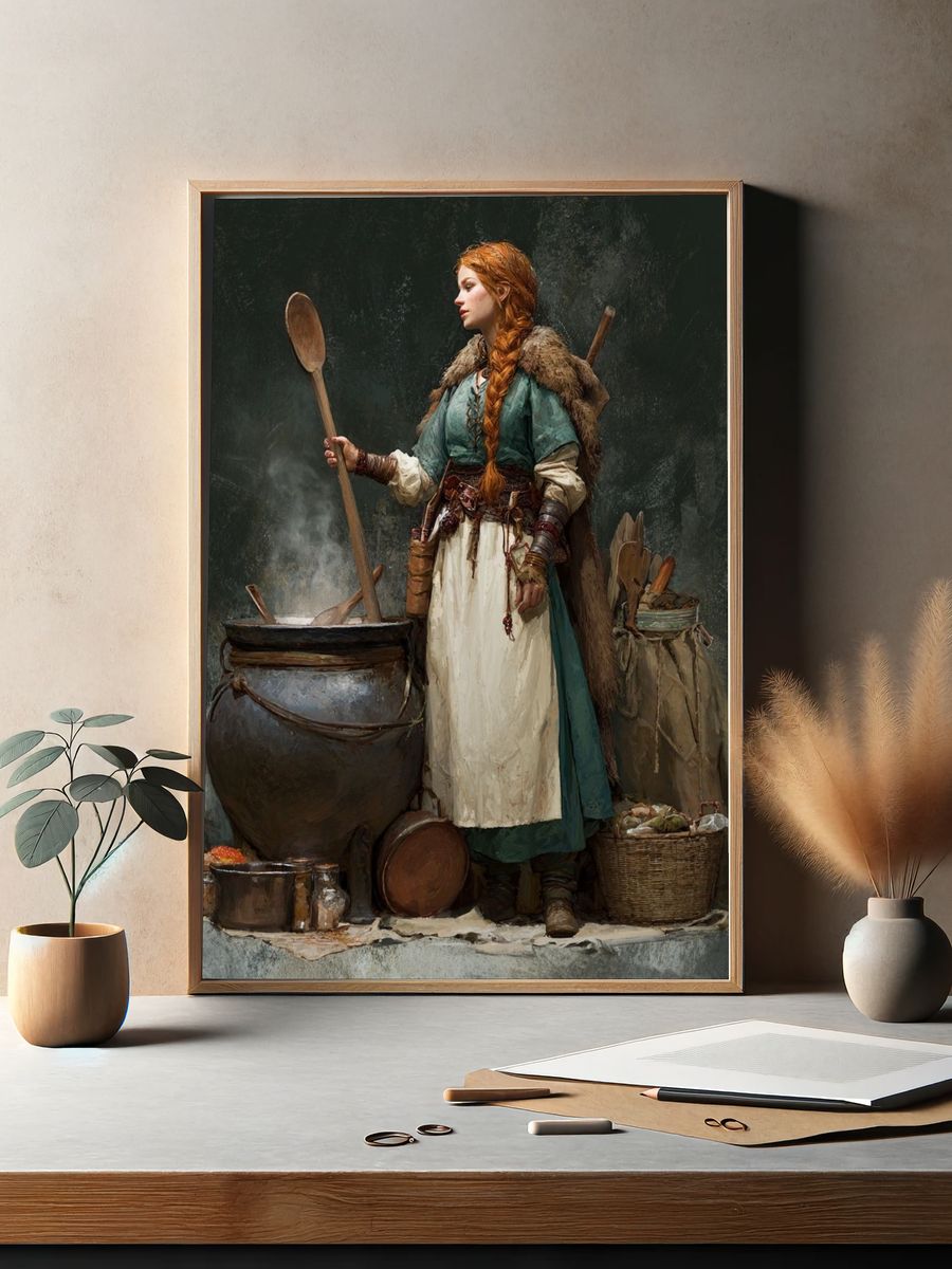 Medieval Cook Portrait Print. — room view 2