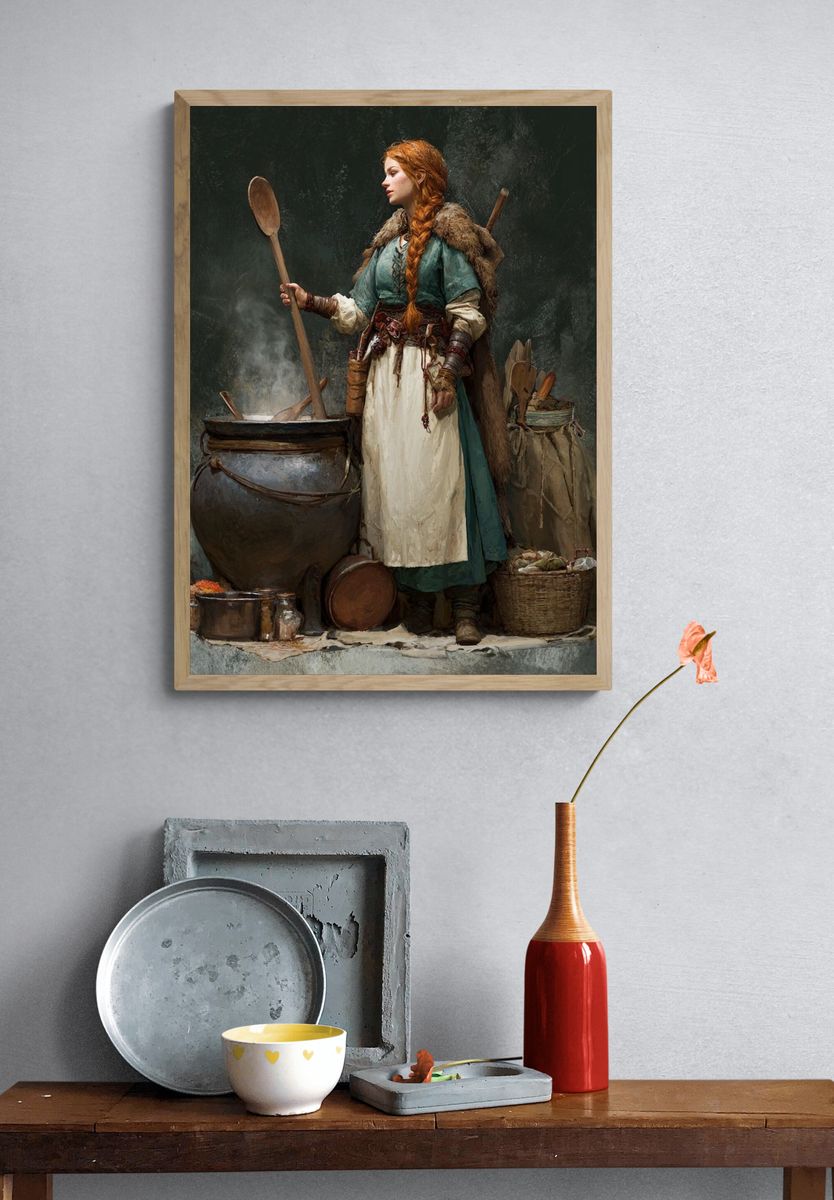 Medieval Cook Portrait Print. — room view 3