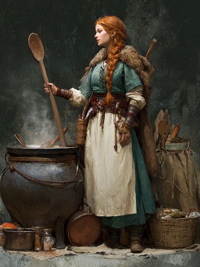 Medieval Cook Portrait Print. poster