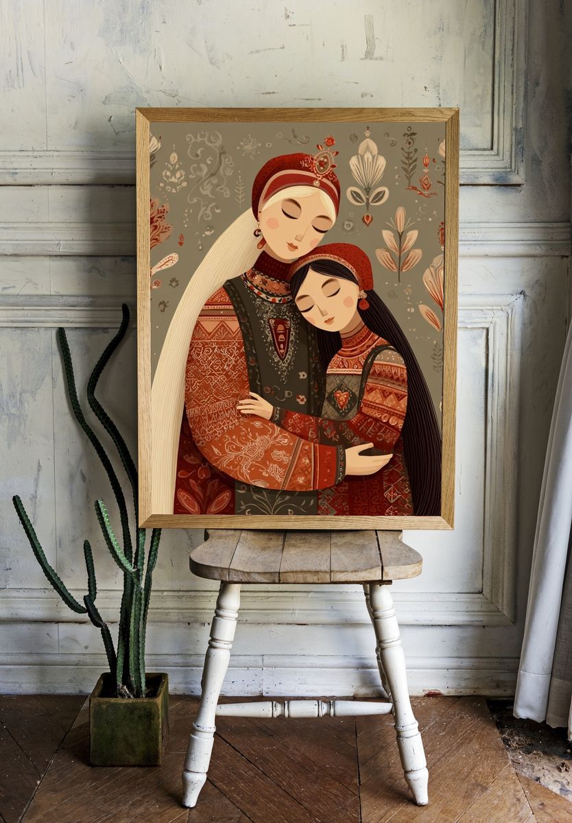 Mother and Daughter — Illustration Print. — room view 1