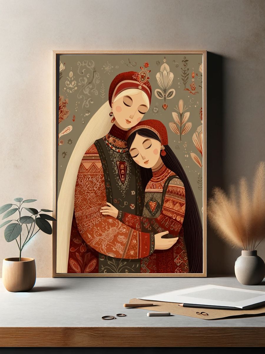 Mother and Daughter — Illustration Print. — room view 2