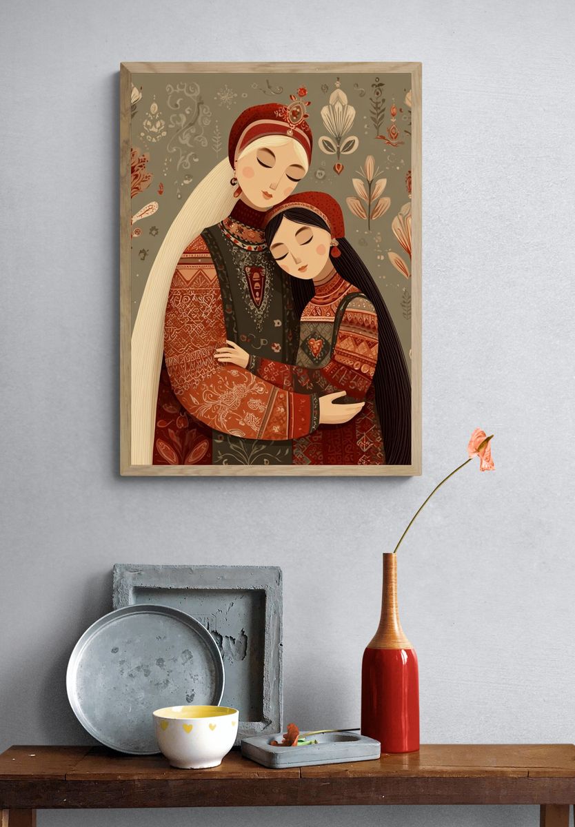 Mother and Daughter — Illustration Print. — room view 3