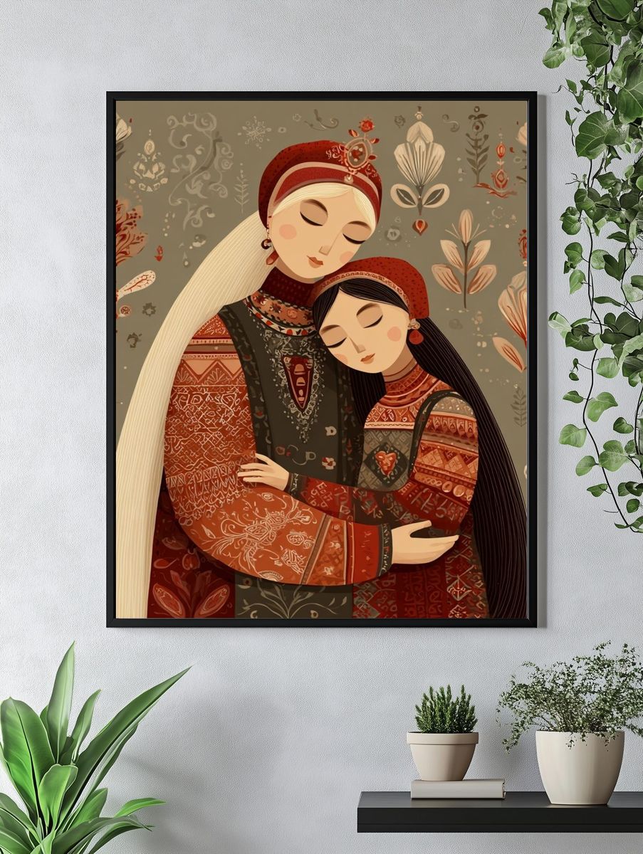 Mother and Daughter — Illustration Print. — room view 4